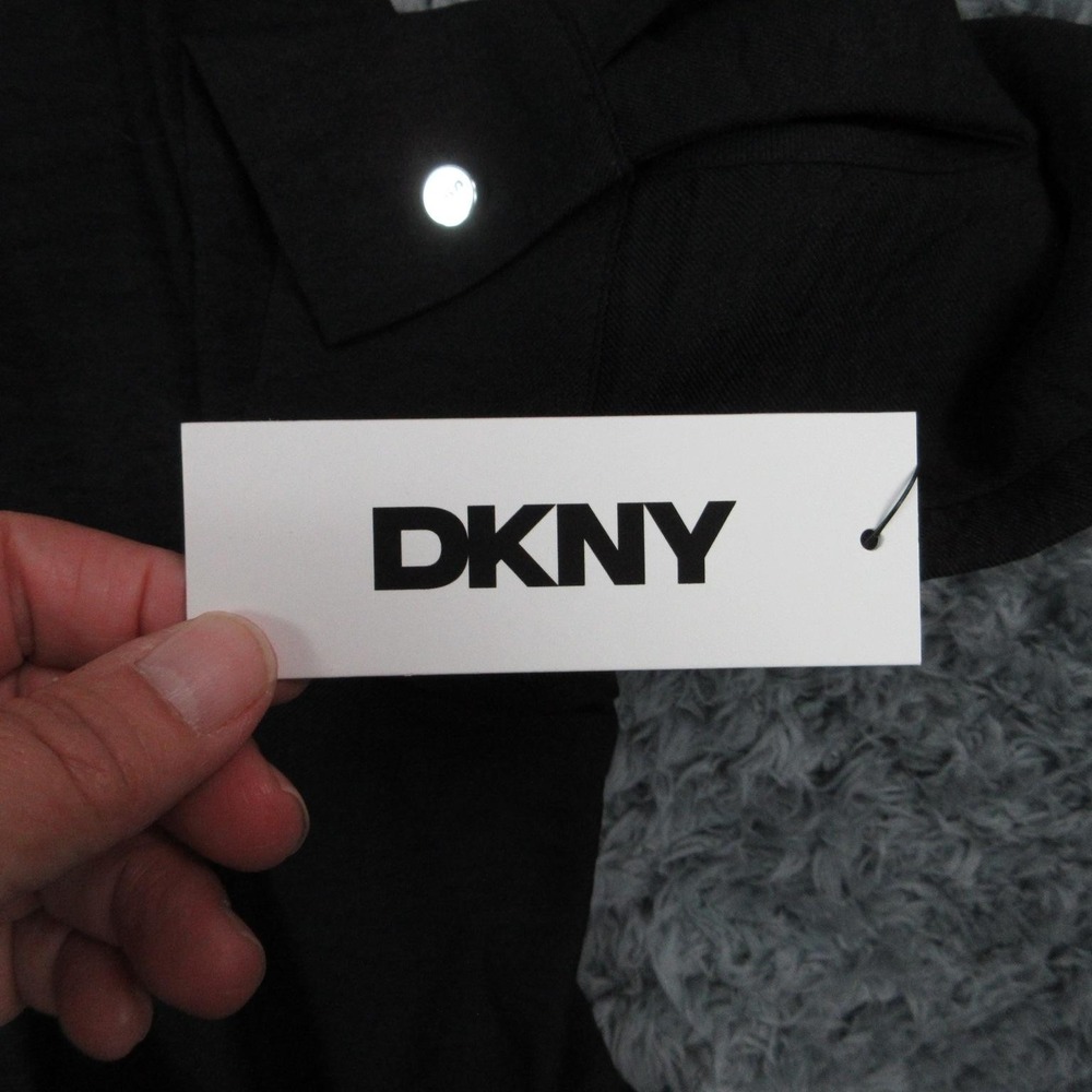 DKNY Dress Womens 14 Black Shirt Dress Midi Long Sleeve Button Front NWT - Picture 9 of 16